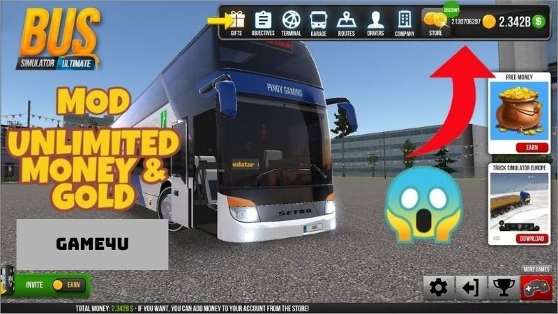 Số dư tiền và vàng vô hạn trong tài khoản game mod bus simulator vietnam.