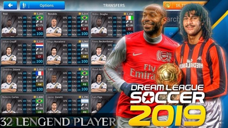 Danh sách cầu thủ huyền thoại được mở khóa trong dream league soccer 2019 hack full