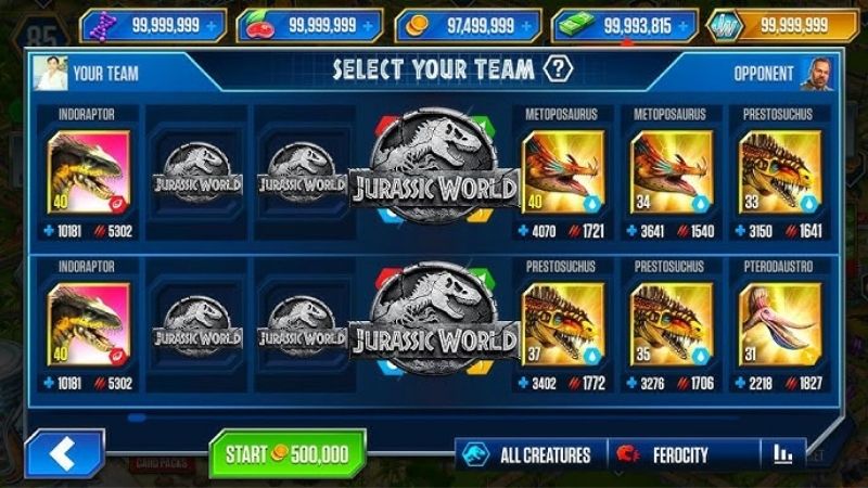 Đấu trường PvP rực lửa nơi các loài khủng long huyền thoại tranh tài trong hack jurassic world.