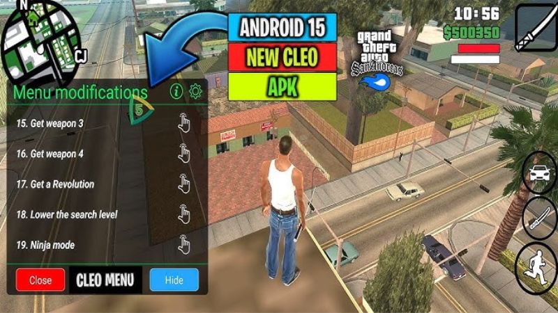 Cleo menu gta san andreas mod apk với nhiều lệnh cheat