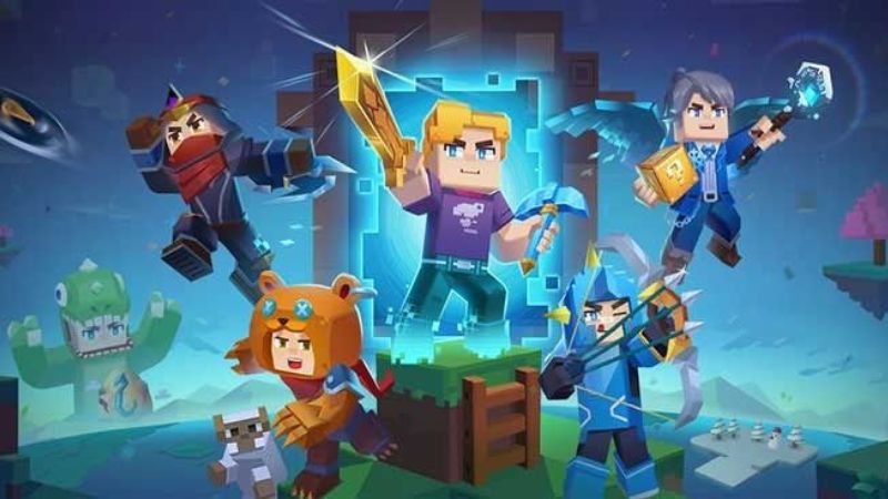Các nhân vật pixel 3D tham gia thế giới mở blockman go apk