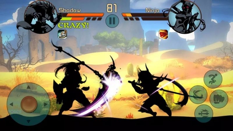 Các chế độ chơi Story Mode và Survival trong game Shadow Fight 2