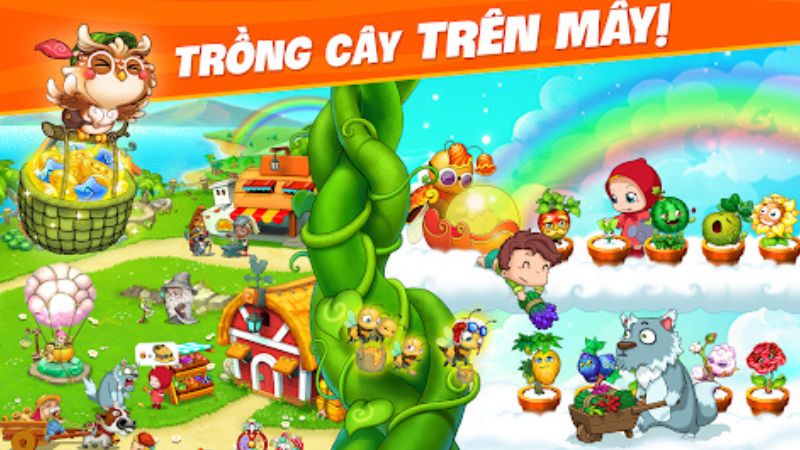Thao tác gieo hạt chăm sóc và thu hoạch hoa thần kỳ trên các tầng mây.